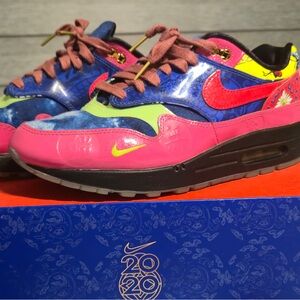 Nike Air Max 1 Premium Chinese New Year Longevity - Pink and Blue Sneakers